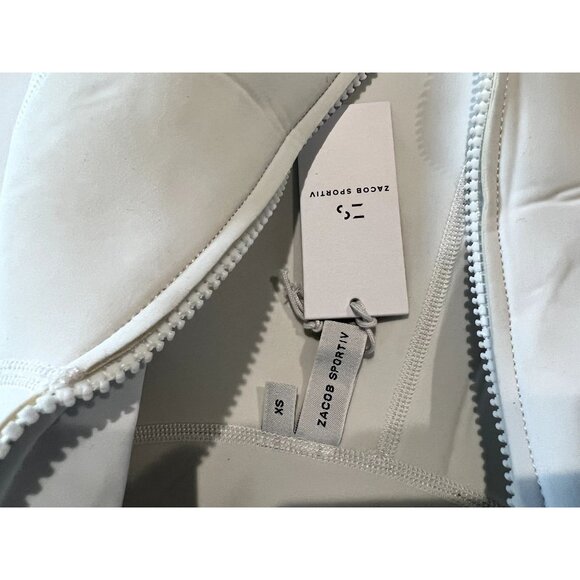 NWT Zacob Sportiv Zip Front Bikini Top in White - Picture 3 of 3